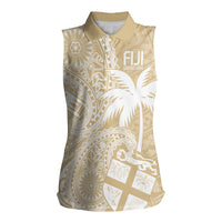 Custom Indo Fijians Women Sleeveless Polo Shirt Fiji ke Hindustani Polyneisan Paisley Beige Style - Wonder Print Shop