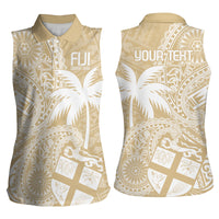Custom Indo Fijians Women Sleeveless Polo Shirt Fiji ke Hindustani Polyneisan Paisley Beige Style - Wonder Print Shop