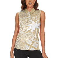 Custom Indo Fijians Women Sleeveless Polo Shirt Fiji ke Hindustani Polyneisan Paisley Beige Style - Wonder Print Shop