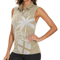 Custom Indo Fijians Women Sleeveless Polo Shirt Fiji ke Hindustani Polyneisan Paisley Beige Style - Wonder Print Shop