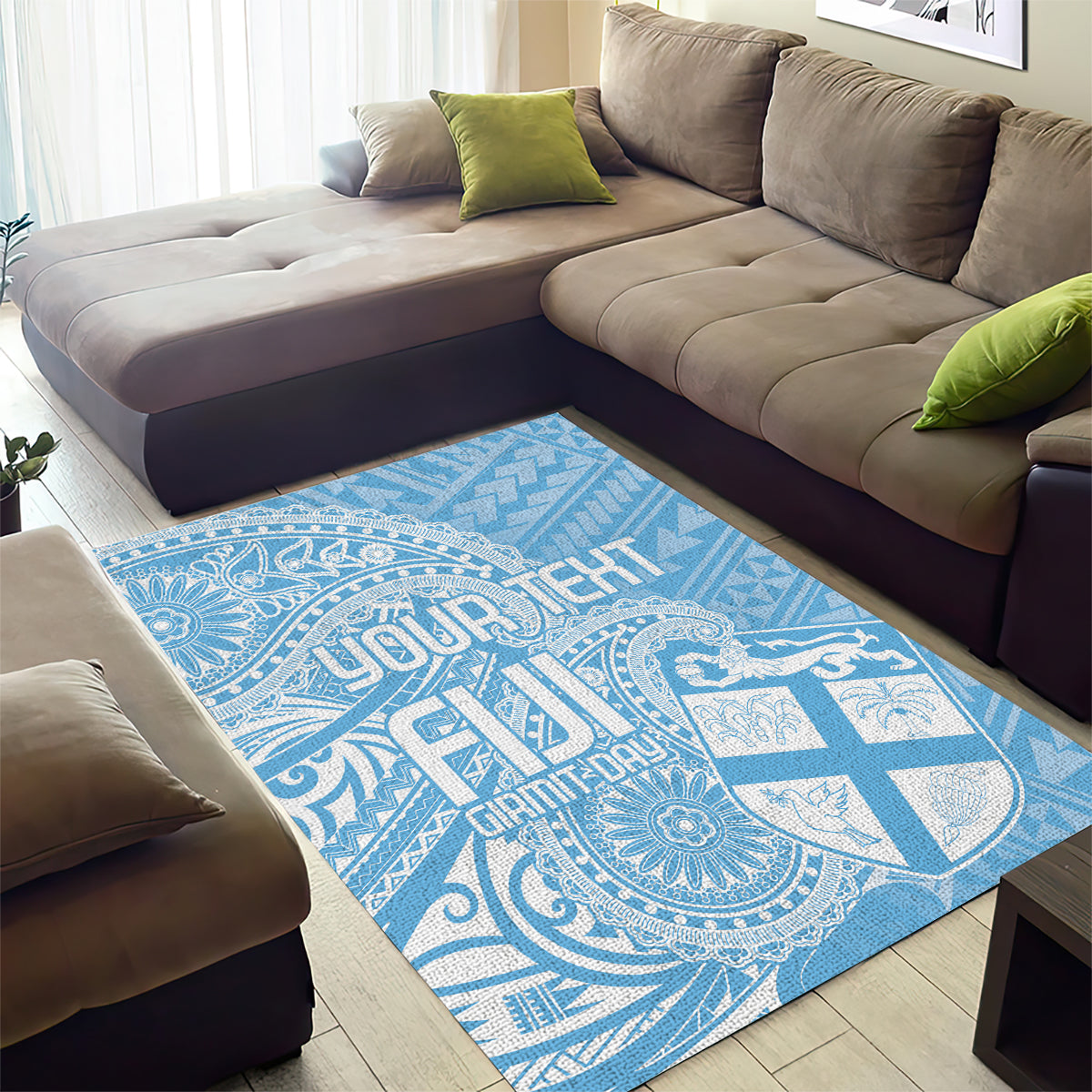 Custom Indo Fijians Area Rug Fiji ke Hindustani Polyneisan Paisley Blue Style LT9 - Wonder Print Shop