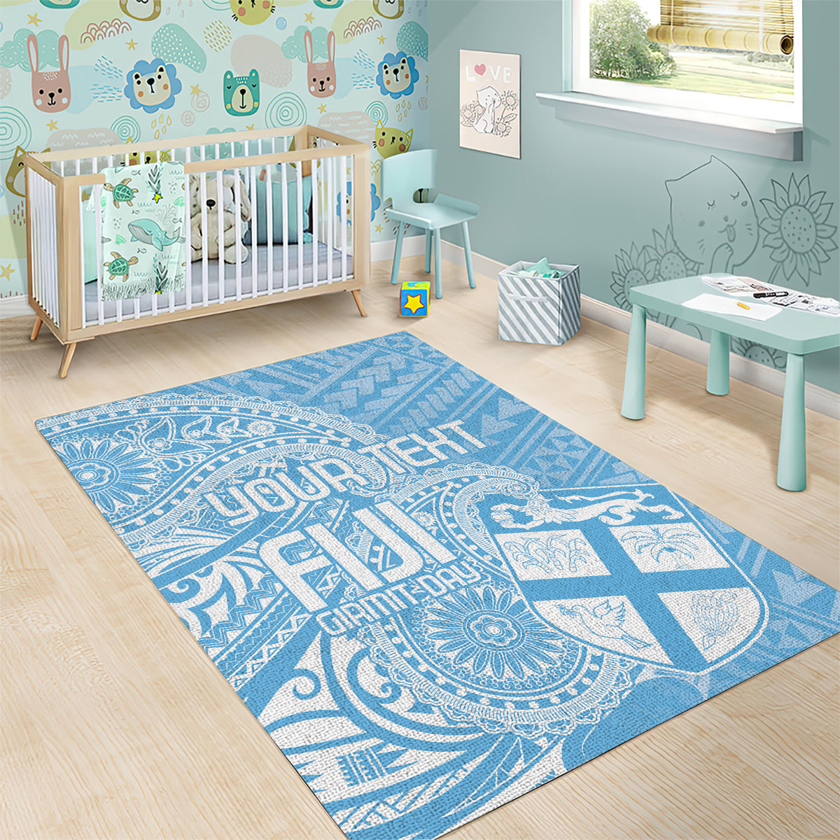Custom Indo Fijians Area Rug Fiji ke Hindustani Polyneisan Paisley Blue Style LT9 - Wonder Print Shop