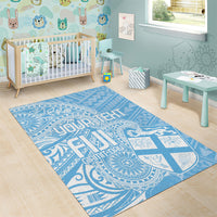 Custom Indo Fijians Area Rug Fiji ke Hindustani Polyneisan Paisley Blue Style LT9 - Wonder Print Shop