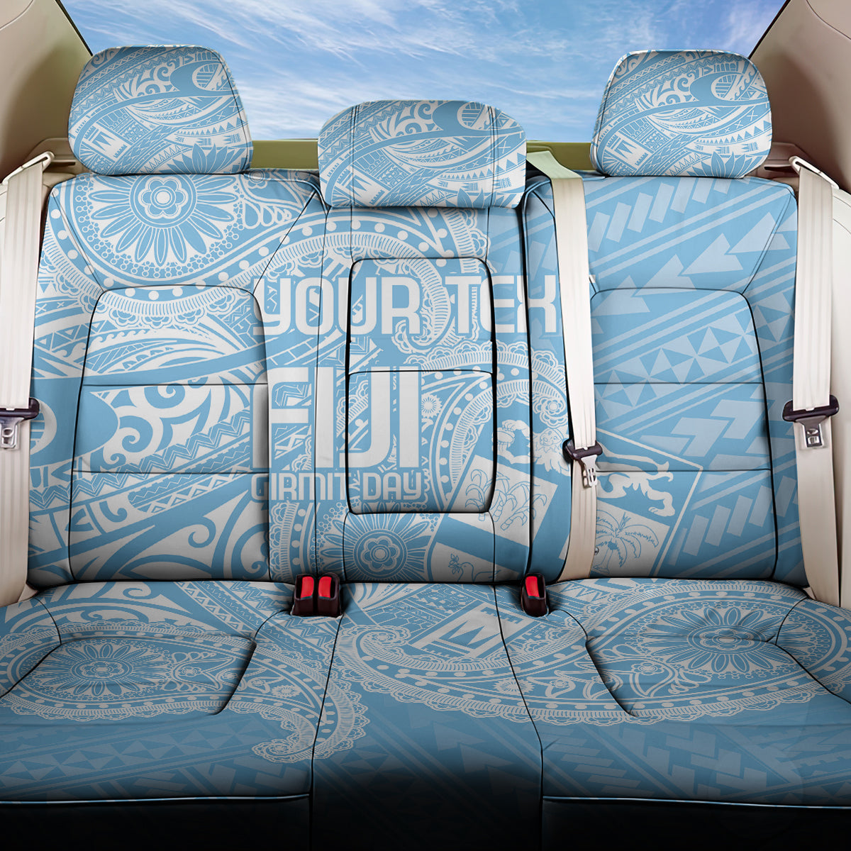 Custom Indo Fijians Back Car Seat Cover Fiji ke Hindustani Polyneisan Paisley Blue Style LT9 - Wonder Print Shop