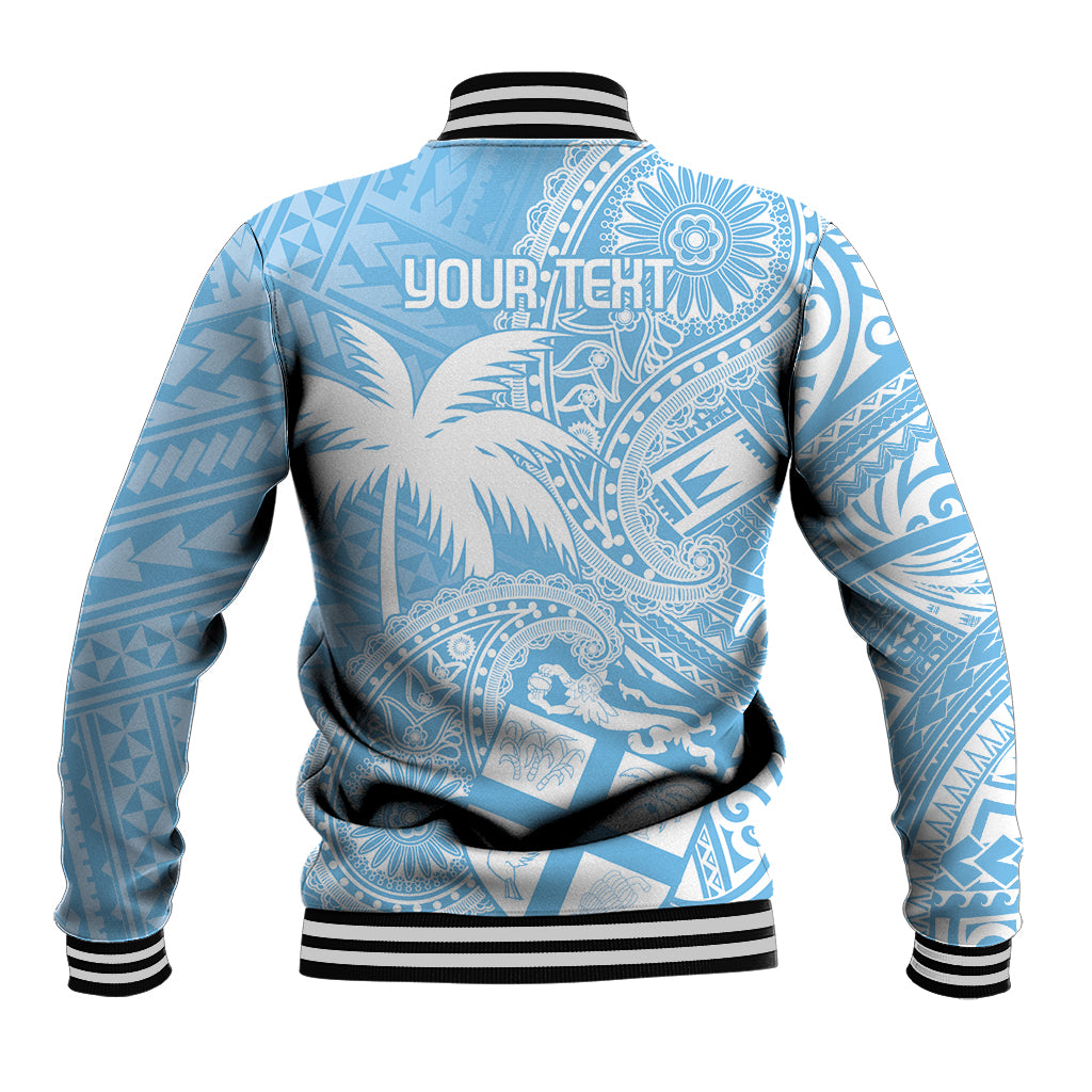Custom Indo Fijians Baseball Jacket Fiji ke Hindustani Polyneisan Paisley Blue Style LT9 - Wonder Print Shop