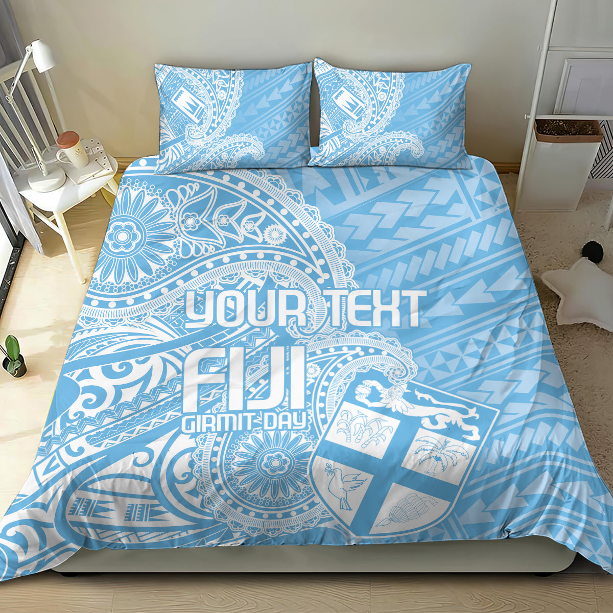 Custom Indo Fijians Bedding Set Fiji ke Hindustani Polyneisan Paisley Blue Style LT9 - Wonder Print Shop