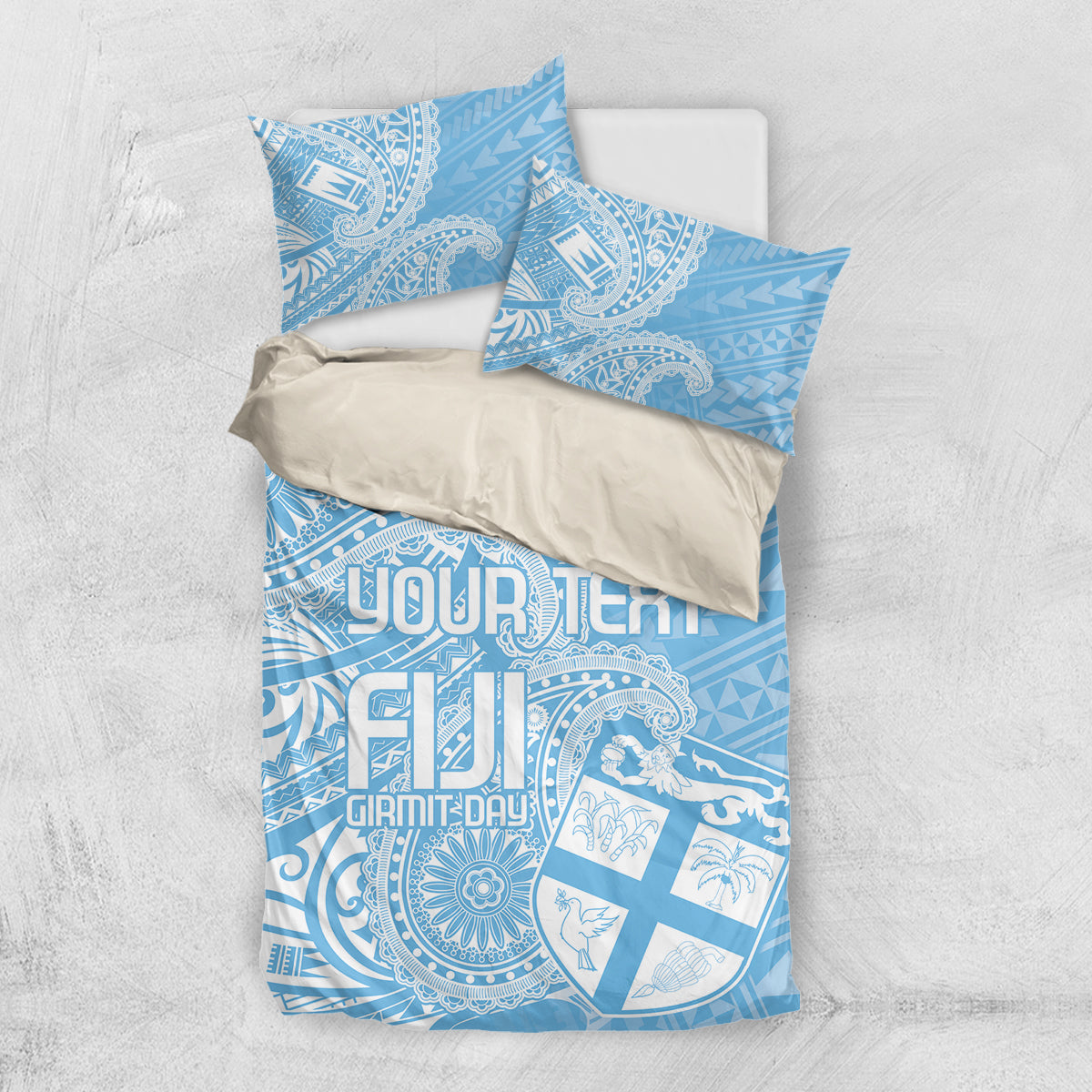Custom Indo Fijians Bedding Set Fiji ke Hindustani Polyneisan Paisley Blue Style LT9 - Wonder Print Shop