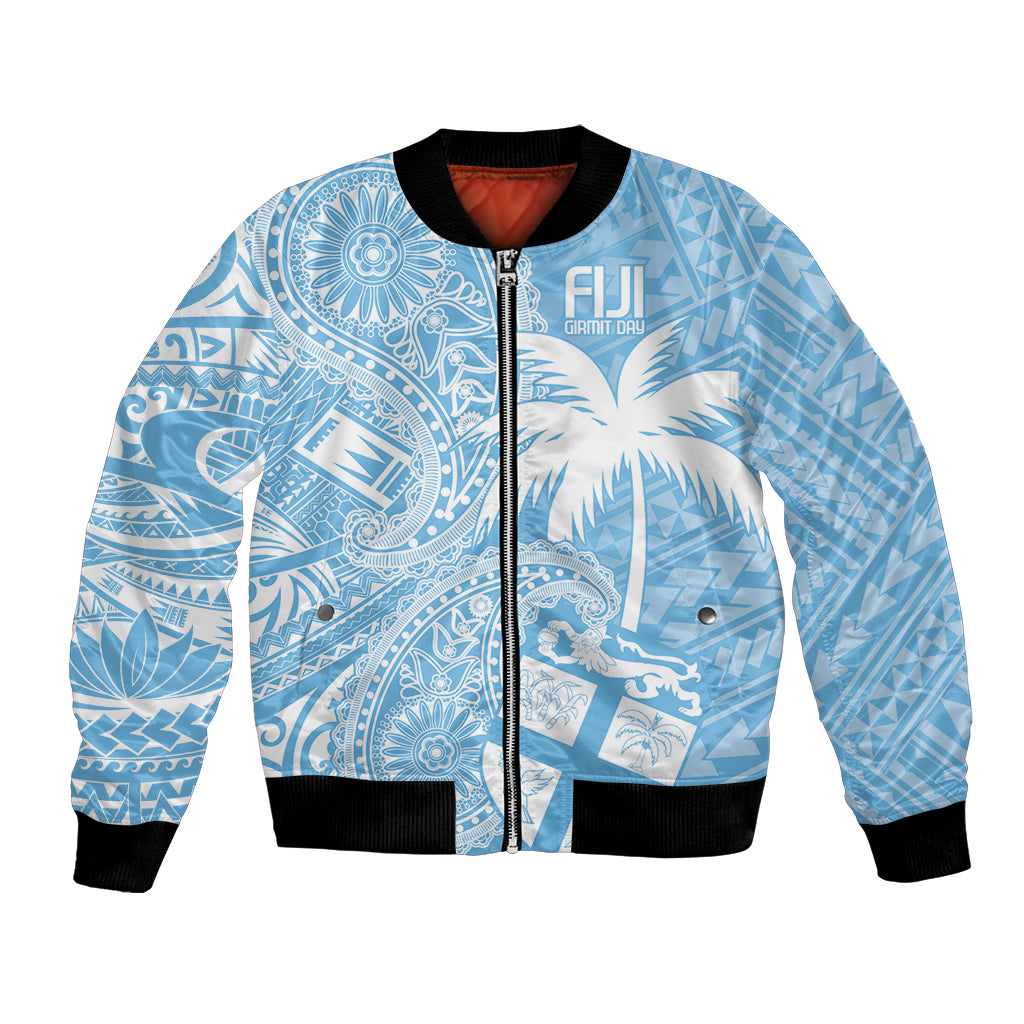 Custom Indo Fijians Bomber Jacket Fiji ke Hindustani Polyneisan Paisley Blue Style LT9 - Wonder Print Shop