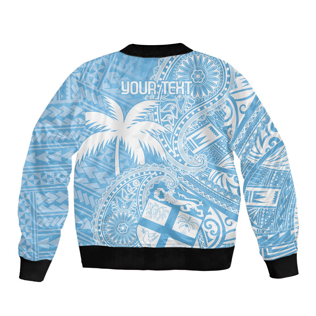 Custom Indo Fijians Bomber Jacket Fiji ke Hindustani Polyneisan Paisley Blue Style LT9 - Wonder Print Shop