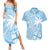 Custom Indo Fijians Couples Matching Summer Maxi Dress and Hawaiian Shirt Fiji ke Hindustani Polyneisan Paisley Blue Style LT9 - Wonder Print Shop