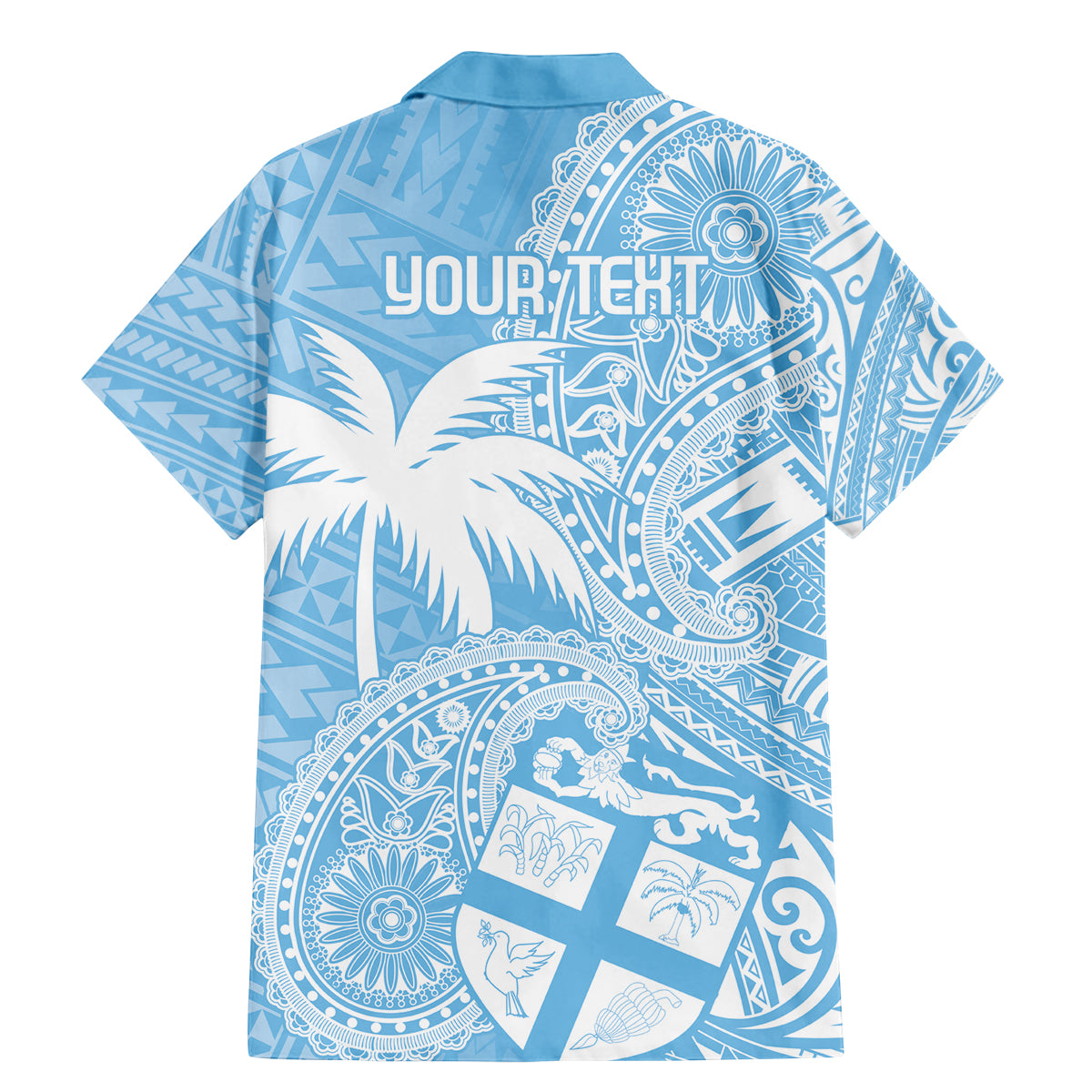 Custom Indo Fijians Family Matching Mermaid Dress and Hawaiian Shirt Fiji ke Hindustani Polyneisan Paisley Blue Style LT9 - Wonder Print Shop