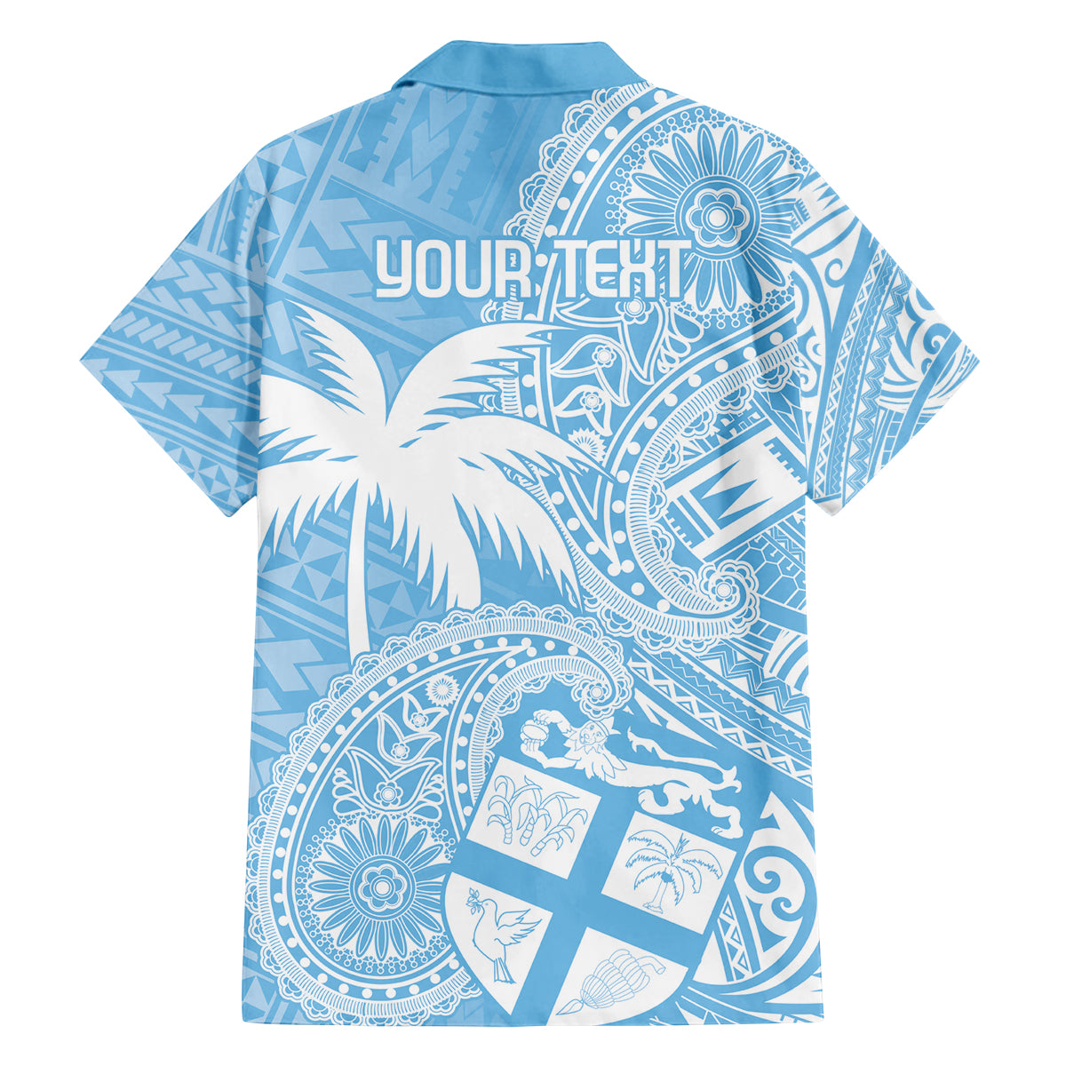 Custom Indo Fijians Family Matching Off The Shoulder Long Sleeve Dress and Hawaiian Shirt Fiji ke Hindustani Polyneisan Paisley Blue Style - Wonder Print Shop