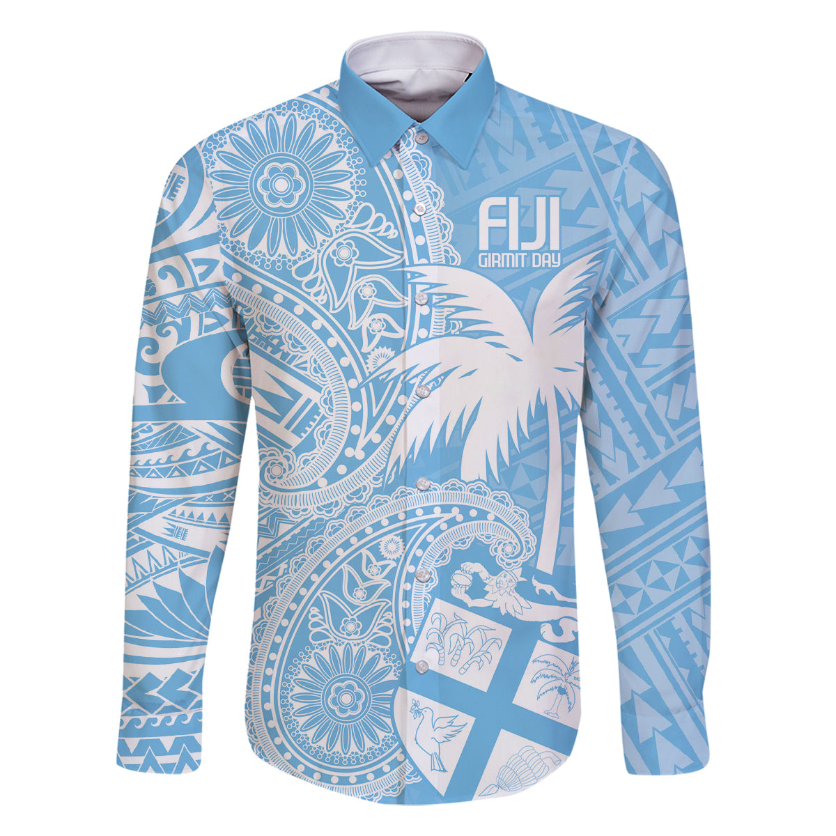 Custom Indo Fijians Family Matching Off Shoulder Short Dress and Hawaiian Shirt Fiji ke Hindustani Polyneisan Paisley Blue Style LT9 - Wonder Print Shop