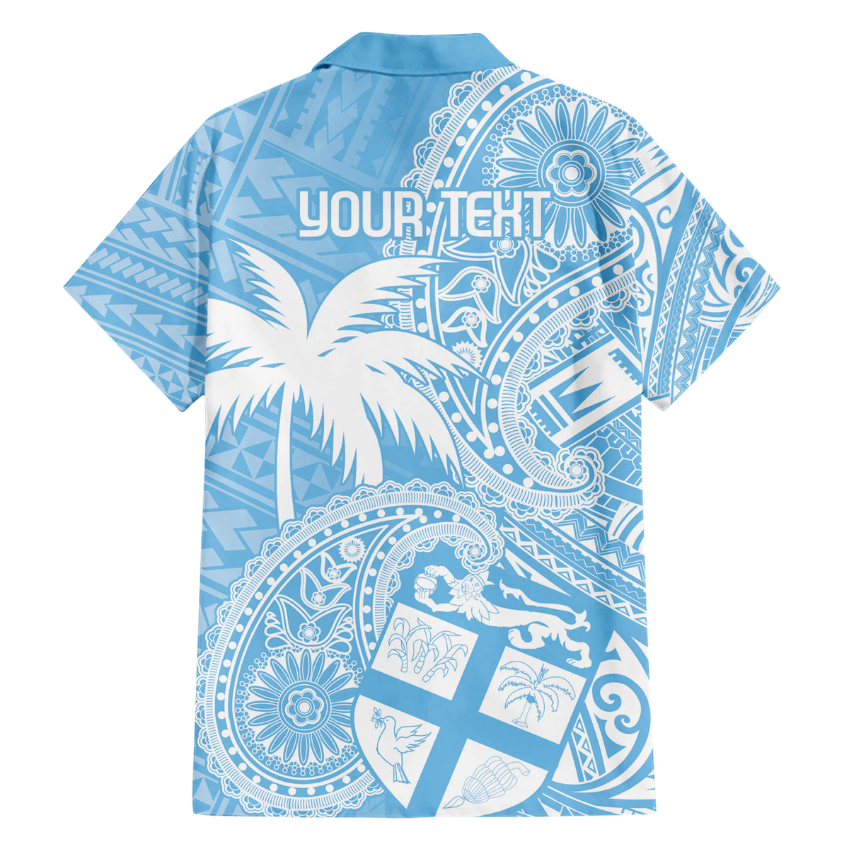 Custom Indo Fijians Family Matching Short Sleeve Bodycon Dress and Hawaiian Shirt Fiji ke Hindustani Polyneisan Paisley Blue Style - Wonder Print Shop