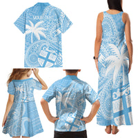 Custom Indo Fijians Family Matching Tank Maxi Dress and Hawaiian Shirt Fiji ke Hindustani Polyneisan Paisley Blue Style - Wonder Print Shop