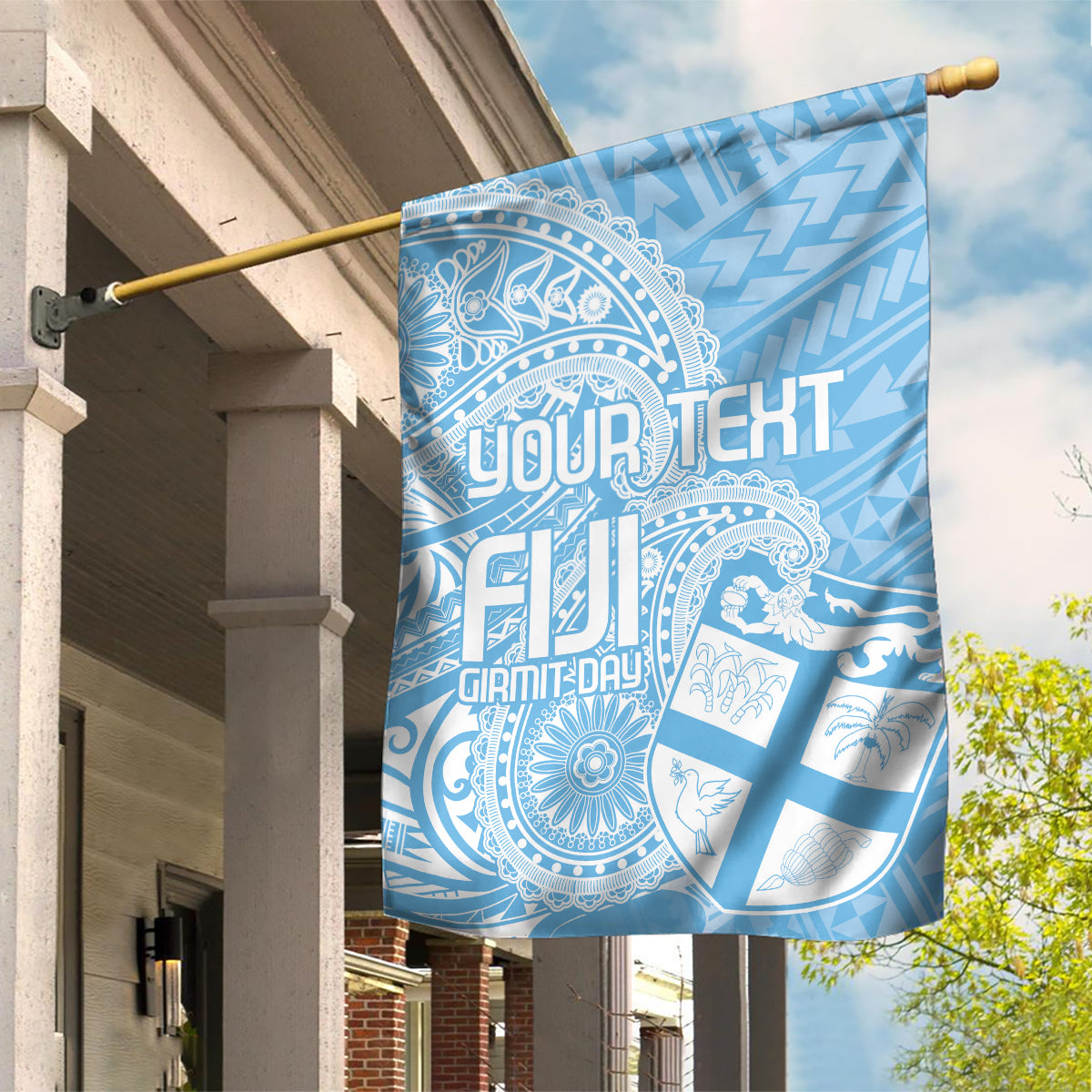 Custom Indo Fijians Garden Flag Fiji ke Hindustani Polyneisan Paisley Blue Style - Wonder Print Shop