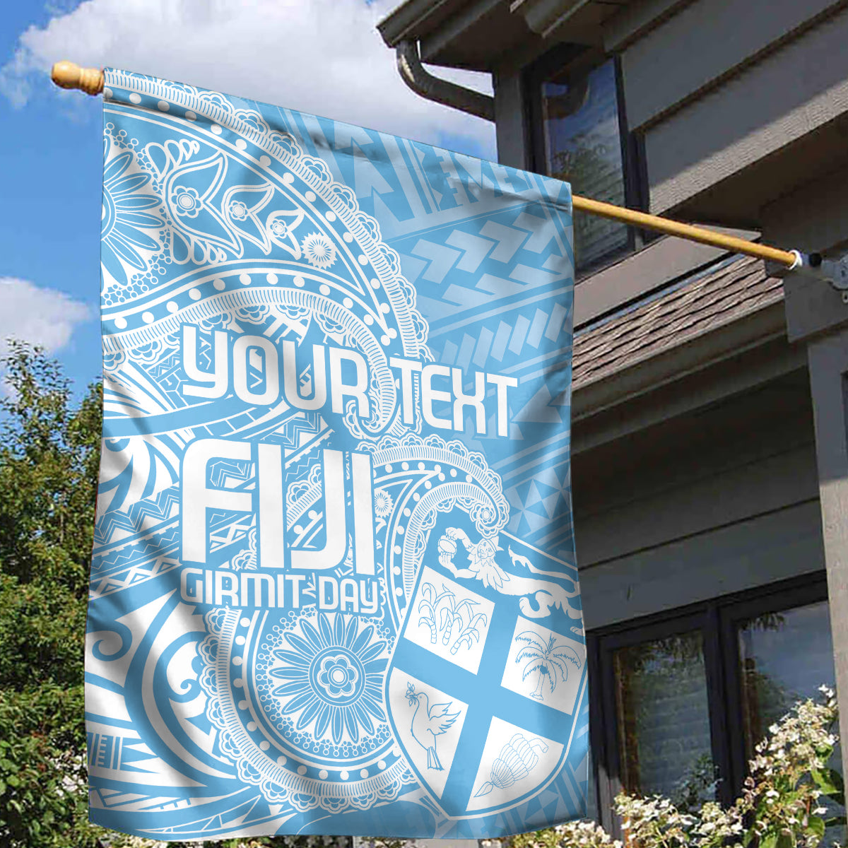 Custom Indo Fijians Garden Flag Fiji ke Hindustani Polyneisan Paisley Blue Style - Wonder Print Shop
