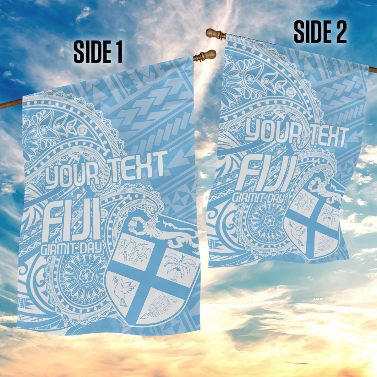 Custom Indo Fijians Garden Flag Fiji ke Hindustani Polyneisan Paisley Blue Style - Wonder Print Shop