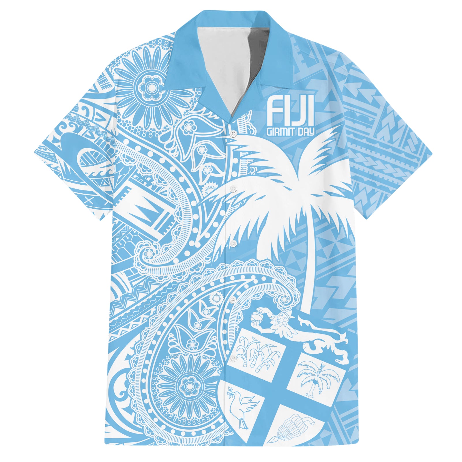 Custom Indo Fijians Hawaiian Shirt Fiji ke Hindustani Polyneisan Paisley Blue Style - Wonder Print Shop