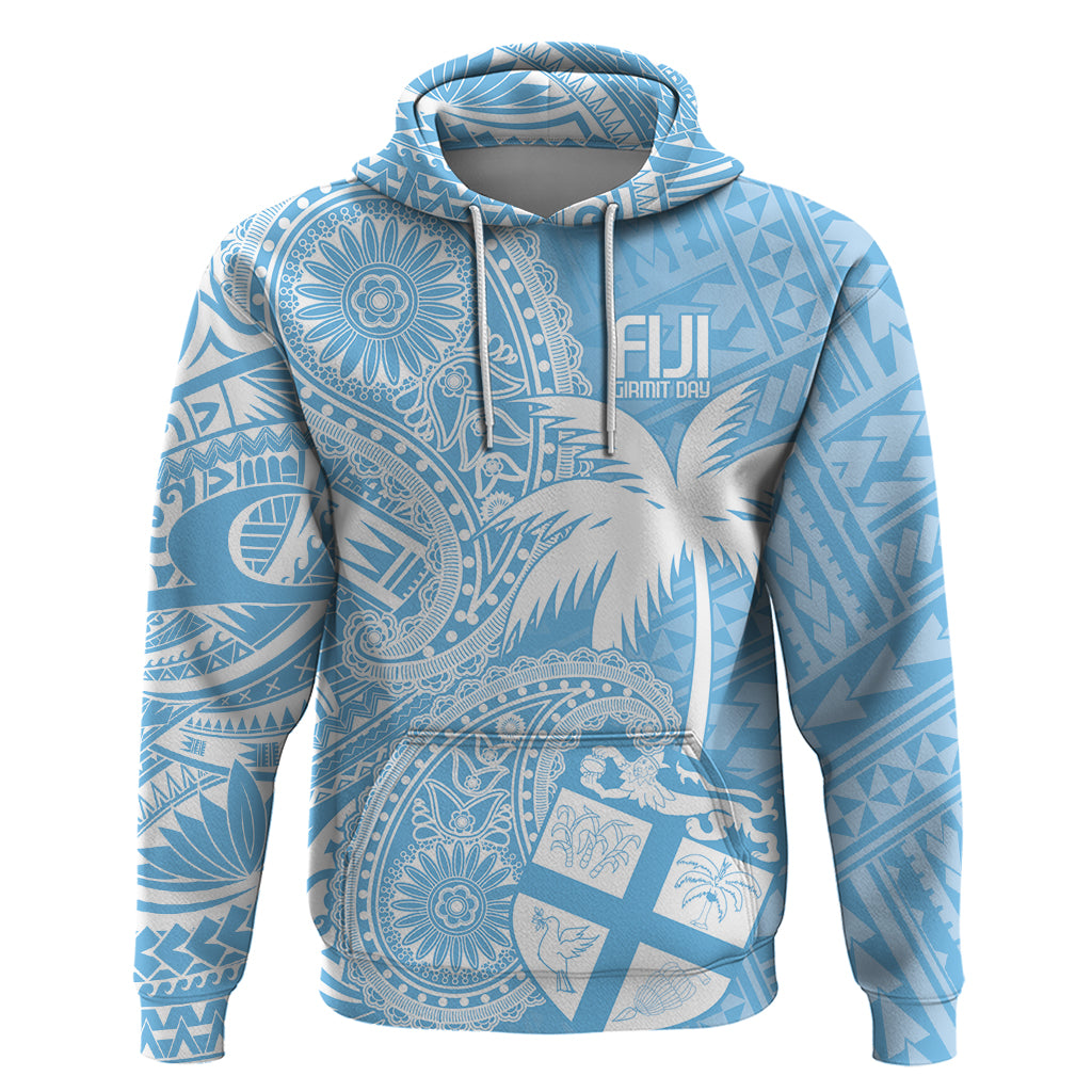 Custom Indo Fijians Hoodie Fiji ke Hindustani Polyneisan Paisley Blue Style - Wonder Print Shop