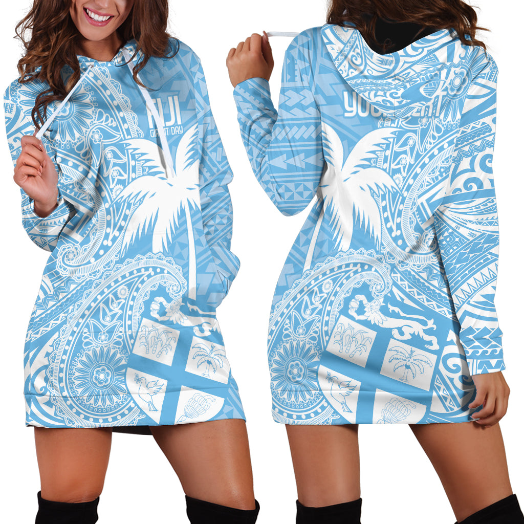 Custom Indo Fijians Hoodie Dress Fiji ke Hindustani Polyneisan Paisley Blue Style - Wonder Print Shop
