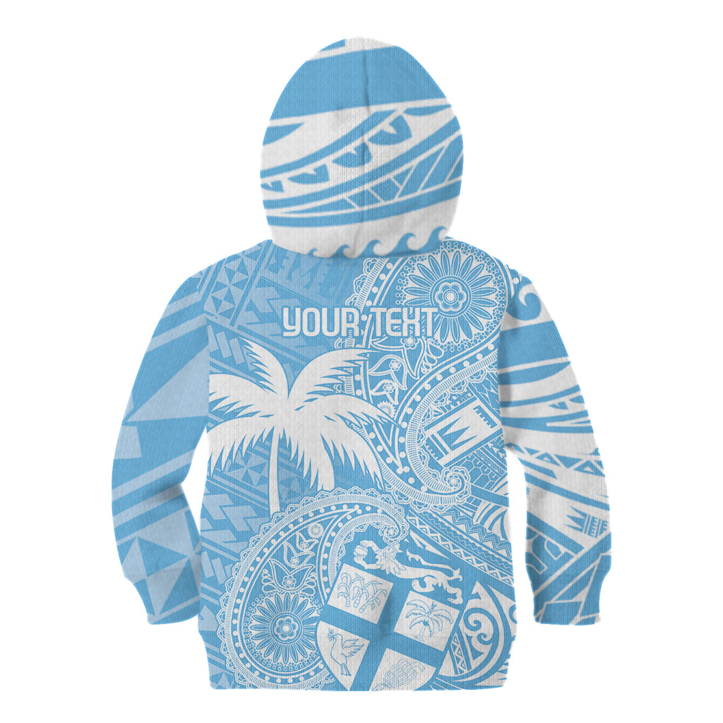 Custom Indo Fijians Kid Hoodie Fiji ke Hindustani Polyneisan Paisley Blue Style - Wonder Print Shop