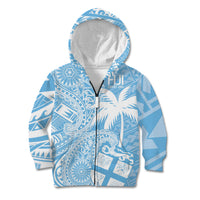 Custom Indo Fijians Kid Hoodie Fiji ke Hindustani Polyneisan Paisley Blue Style - Wonder Print Shop