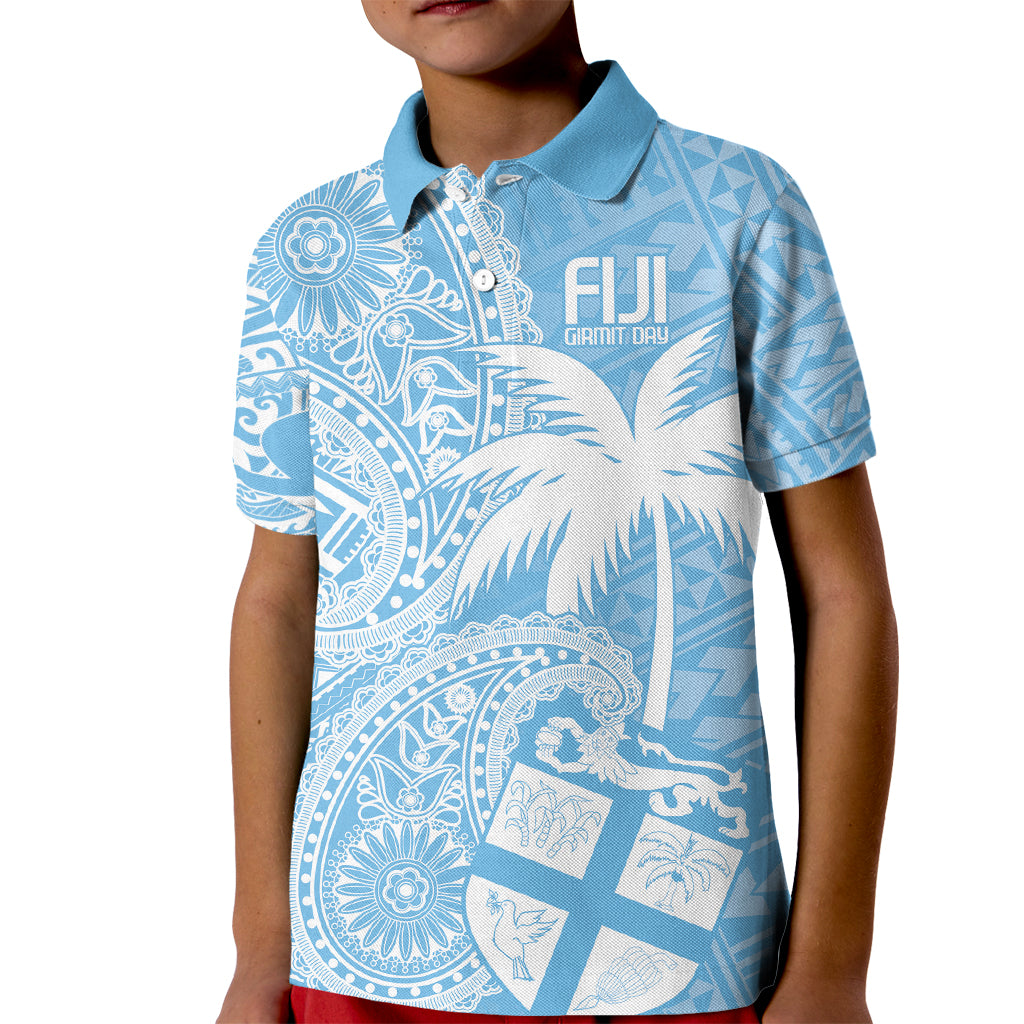 Custom Indo Fijians Kid Polo Shirt Fiji ke Hindustani Polyneisan Paisley Blue Style - Wonder Print Shop