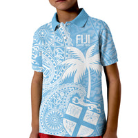 Custom Indo Fijians Kid Polo Shirt Fiji ke Hindustani Polyneisan Paisley Blue Style - Wonder Print Shop
