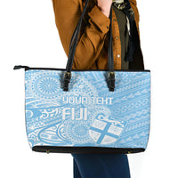 Custom Indo Fijians Leather Tote Bag Fiji ke Hindustani Polyneisan Paisley Blue Style - Wonder Print Shop