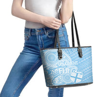 Custom Indo Fijians Leather Tote Bag Fiji ke Hindustani Polyneisan Paisley Blue Style - Wonder Print Shop