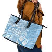 Custom Indo Fijians Leather Tote Bag Fiji ke Hindustani Polyneisan Paisley Blue Style - Wonder Print Shop