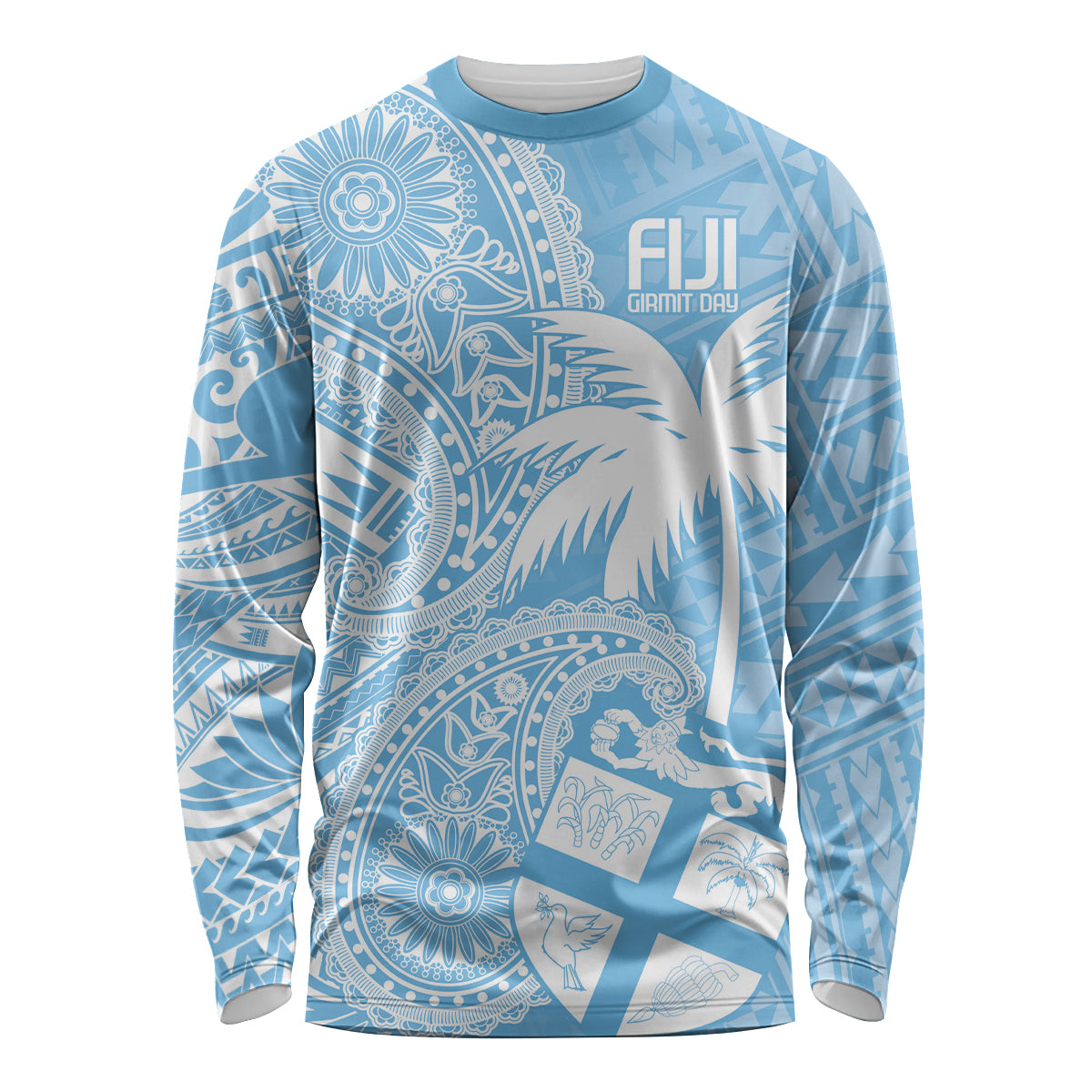 Custom Indo Fijians Long Sleeve Shirt Fiji ke Hindustani Polyneisan Paisley Blue Style - Wonder Print Shop