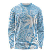 Custom Indo Fijians Long Sleeve Shirt Fiji ke Hindustani Polyneisan Paisley Blue Style - Wonder Print Shop