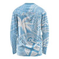 Custom Indo Fijians Long Sleeve Shirt Fiji ke Hindustani Polyneisan Paisley Blue Style - Wonder Print Shop
