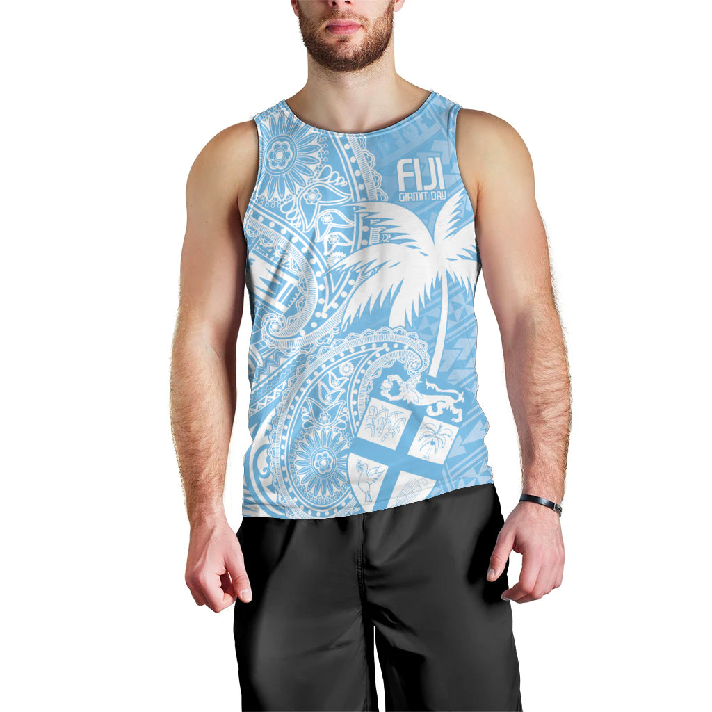 Custom Indo Fijians Men Tank Top Fiji ke Hindustani Polyneisan Paisley Blue Style - Wonder Print Shop
