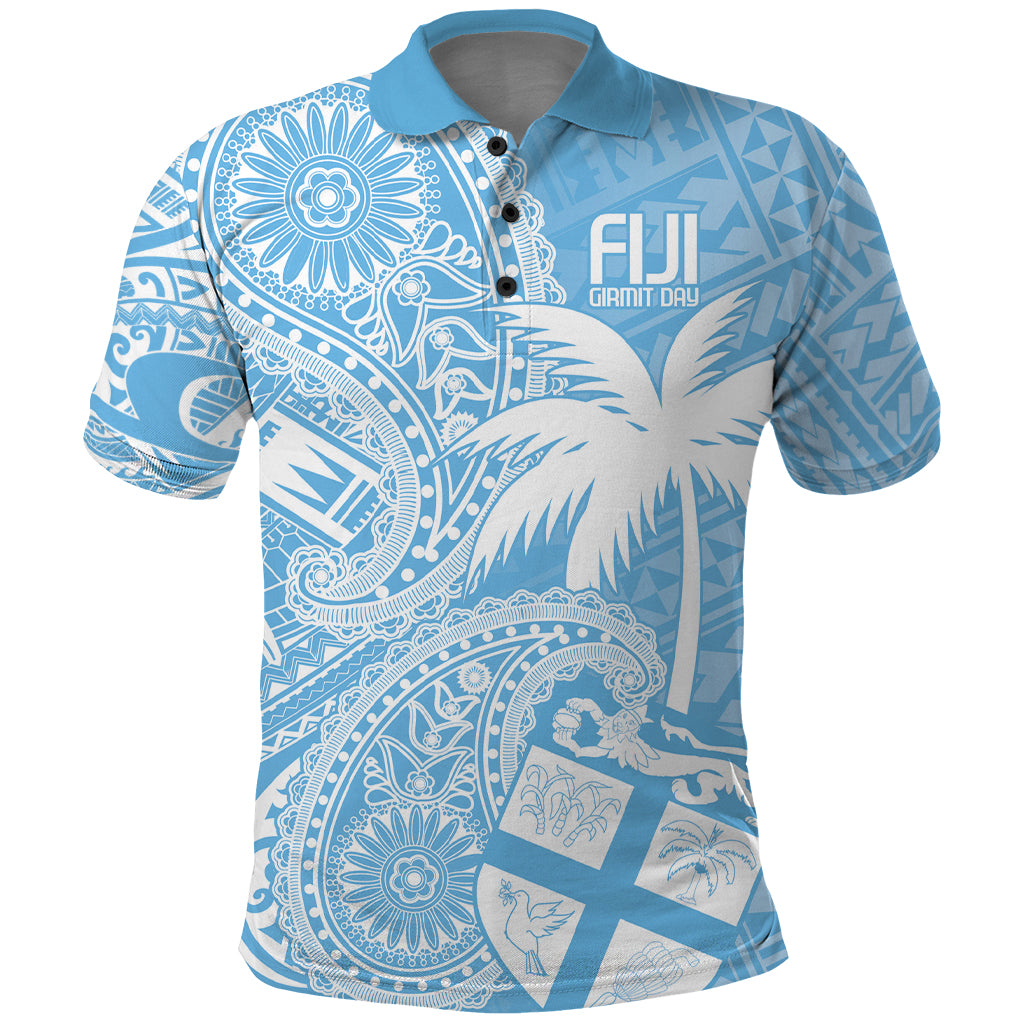 Custom Indo Fijians Polo Shirt Fiji ke Hindustani Polyneisan Paisley Blue Style - Wonder Print Shop