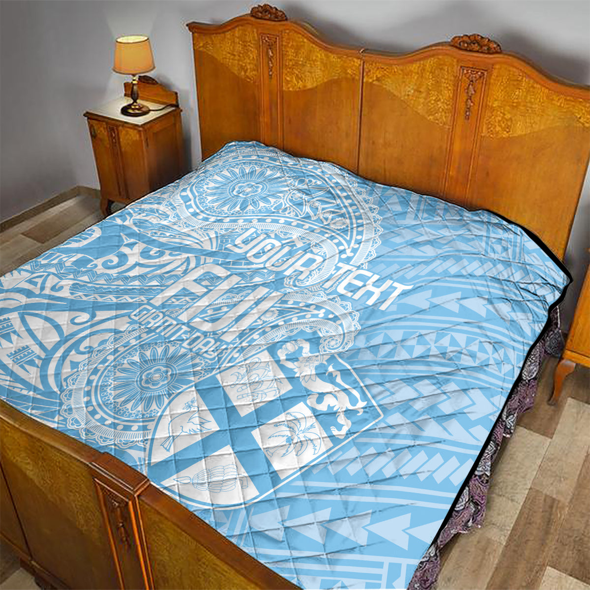 Custom Indo Fijians Quilt Fiji ke Hindustani Polyneisan Paisley Blue Style - Wonder Print Shop