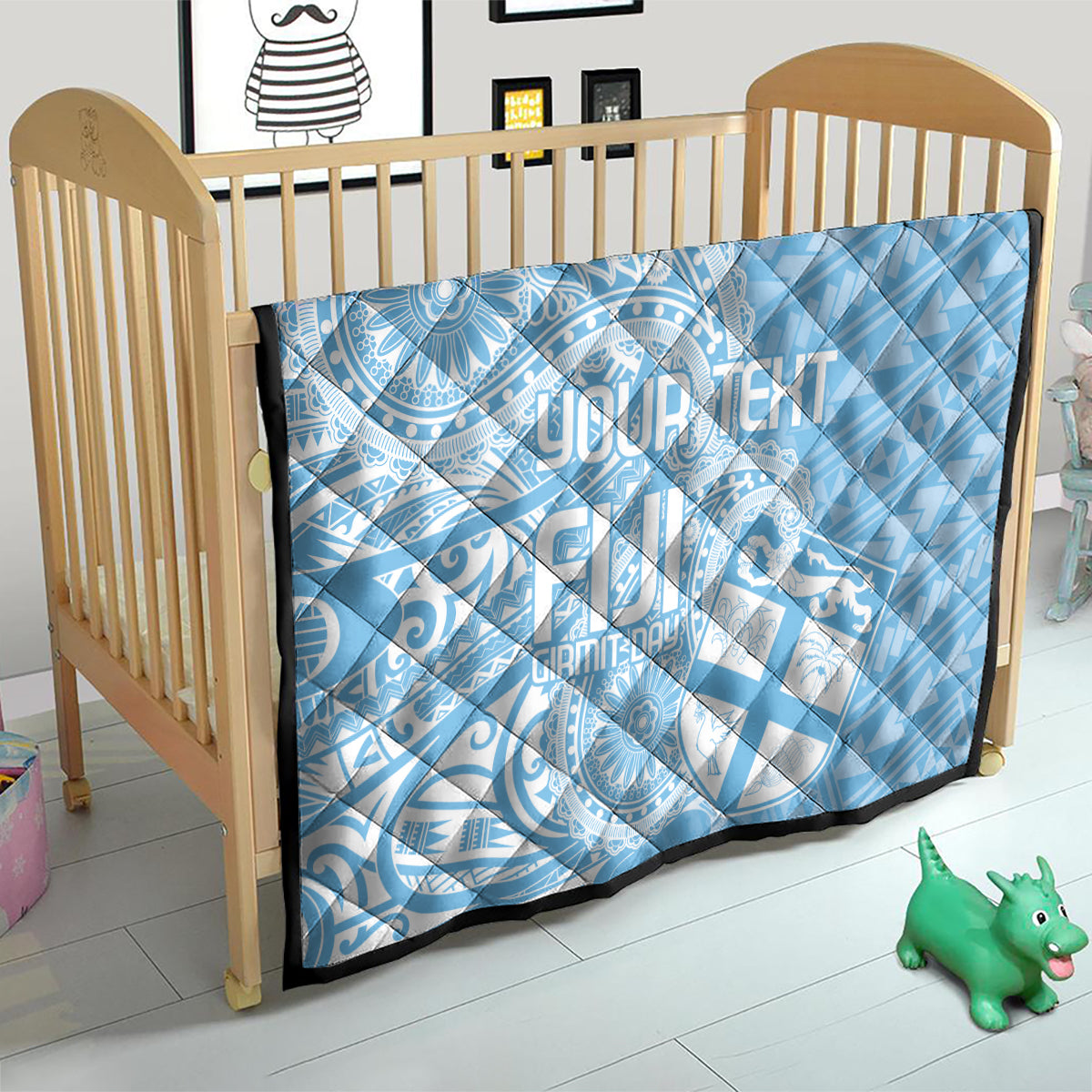 Custom Indo Fijians Quilt Fiji ke Hindustani Polyneisan Paisley Blue Style - Wonder Print Shop