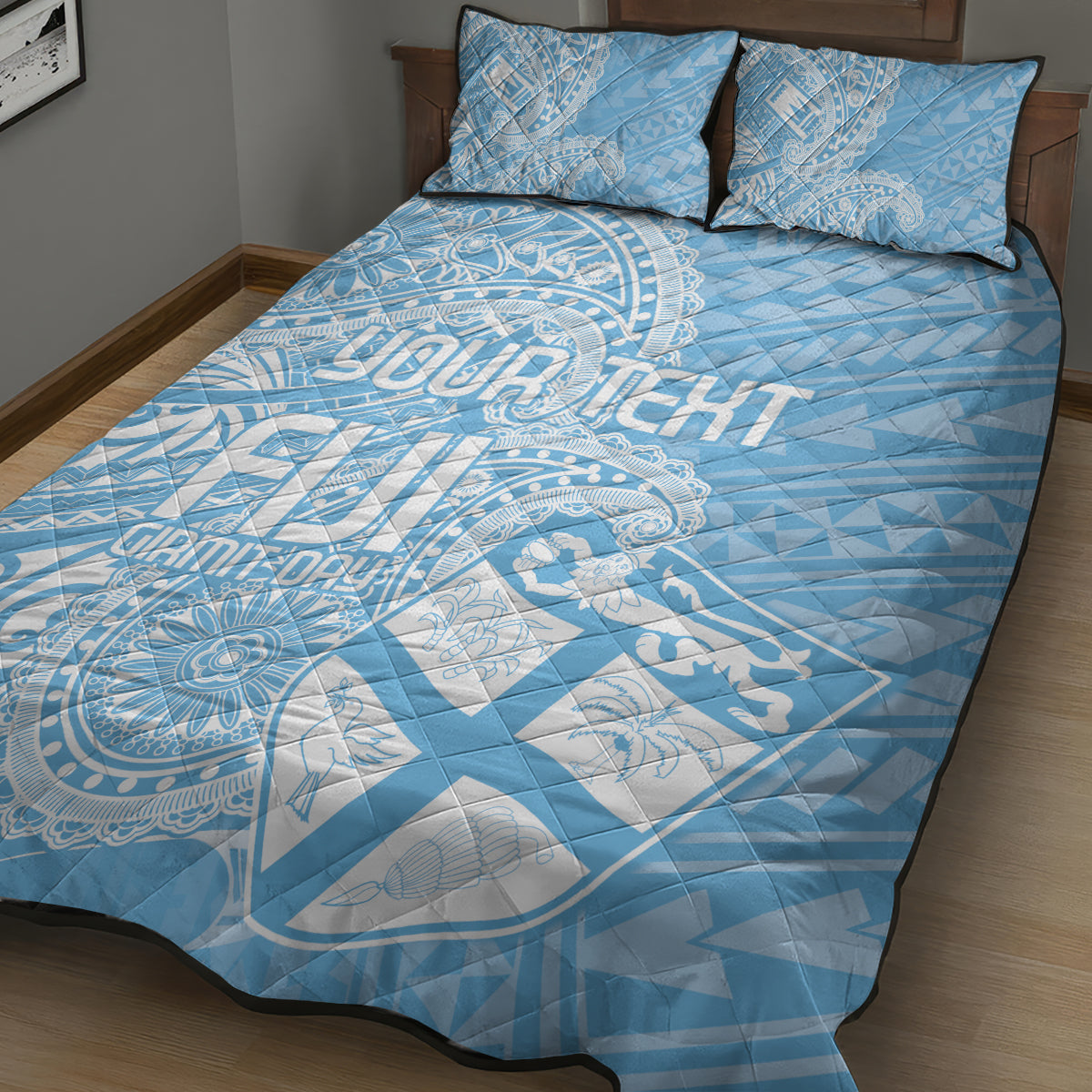 Custom Indo Fijians Quilt Bed Set Fiji ke Hindustani Polyneisan Paisley Blue Style - Wonder Print Shop