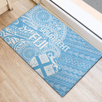 Custom Indo Fijians Rubber Doormat Fiji ke Hindustani Polyneisan Paisley Blue Style - Wonder Print Shop