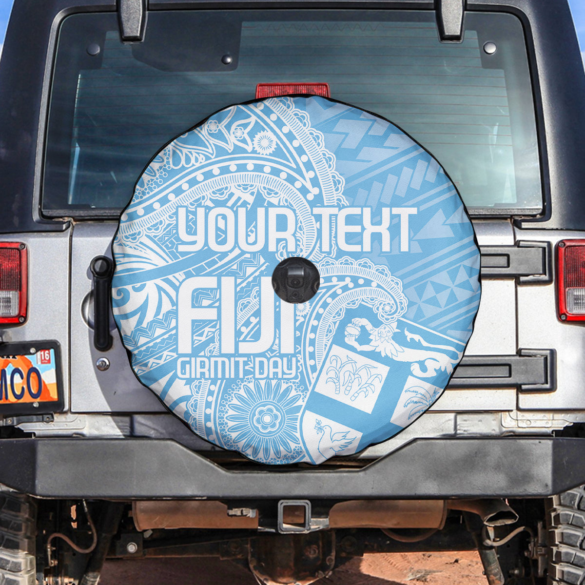 Custom Indo Fijians Spare Tire Cover Fiji ke Hindustani Polyneisan Paisley Blue Style - Wonder Print Shop