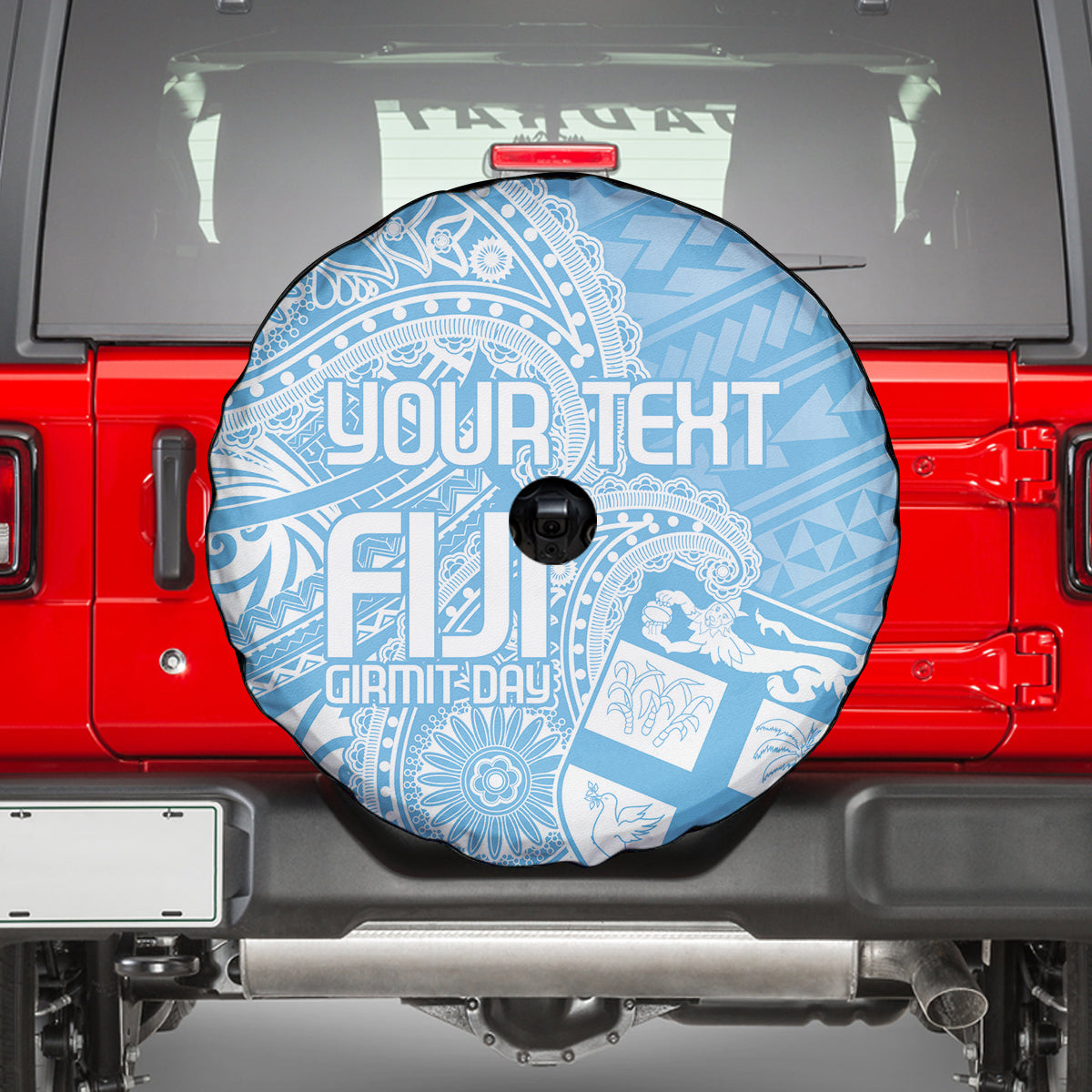 Custom Indo Fijians Spare Tire Cover Fiji ke Hindustani Polyneisan Paisley Blue Style - Wonder Print Shop