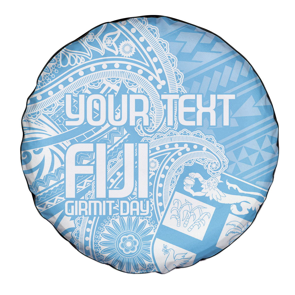 Custom Indo Fijians Spare Tire Cover Fiji ke Hindustani Polyneisan Paisley Blue Style - Wonder Print Shop
