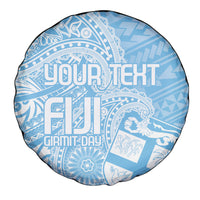 Custom Indo Fijians Spare Tire Cover Fiji ke Hindustani Polyneisan Paisley Blue Style - Wonder Print Shop