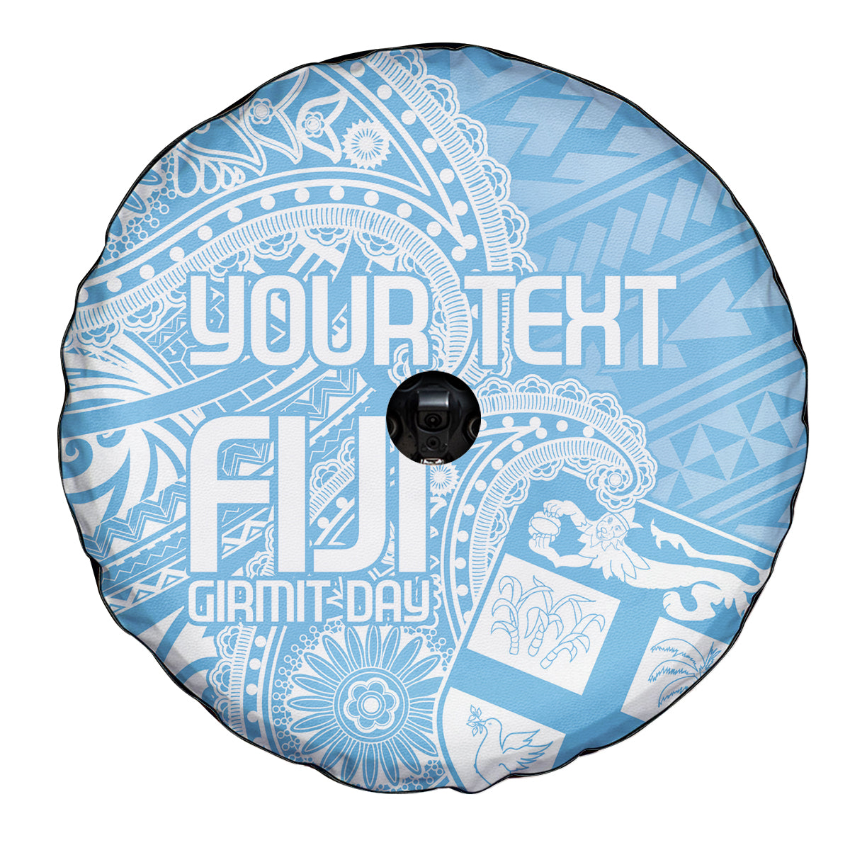 Custom Indo Fijians Spare Tire Cover Fiji ke Hindustani Polyneisan Paisley Blue Style - Wonder Print Shop