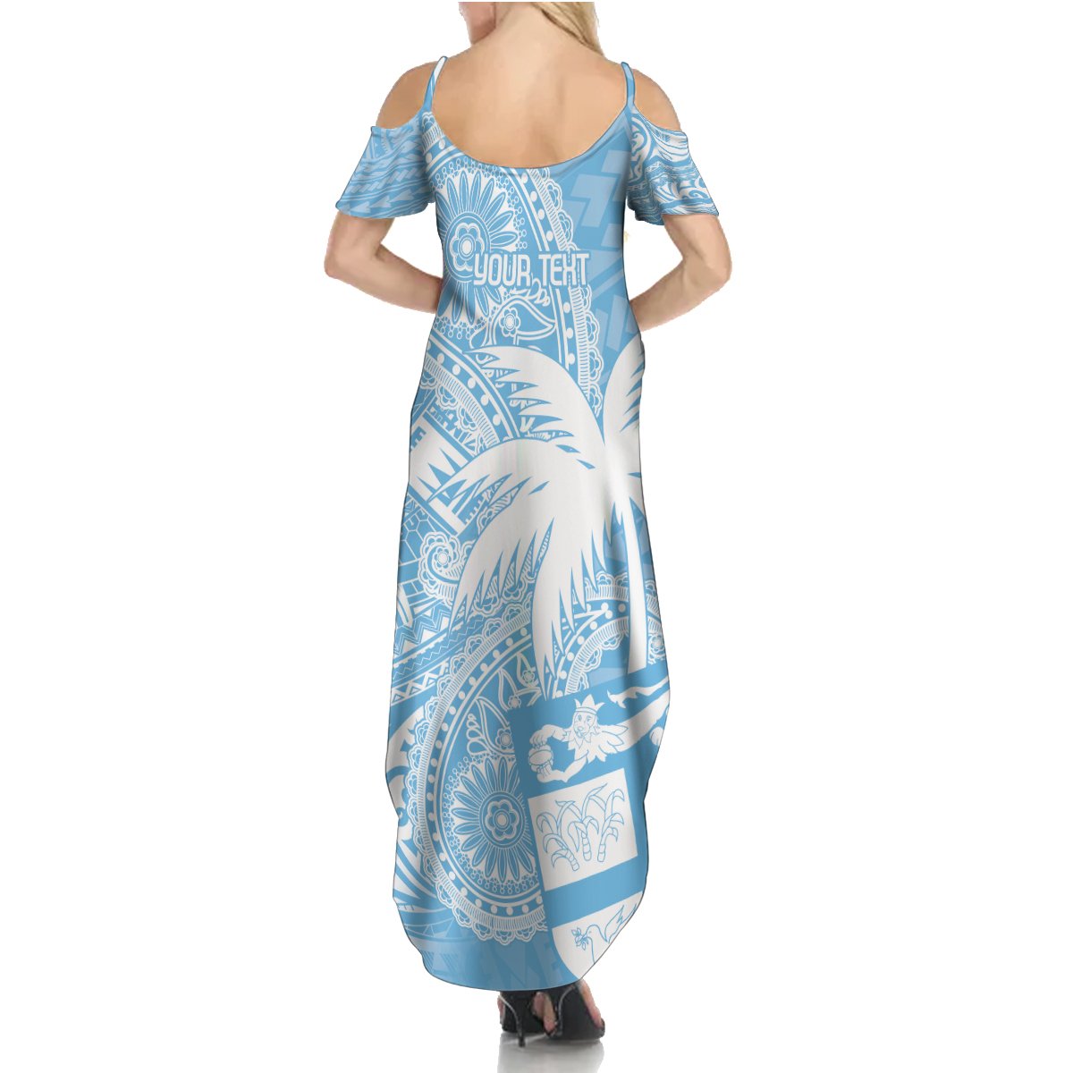 Custom Indo Fijians Summer Maxi Dress Fiji ke Hindustani Polyneisan Paisley Blue Style - Wonder Print Shop