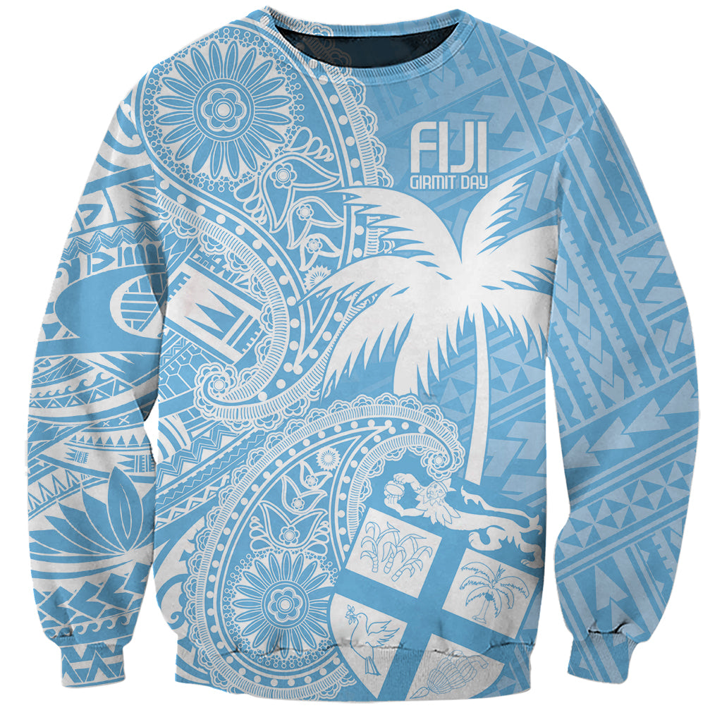 Custom Indo Fijians Sweatshirt Fiji ke Hindustani Polyneisan Paisley Blue Style - Wonder Print Shop