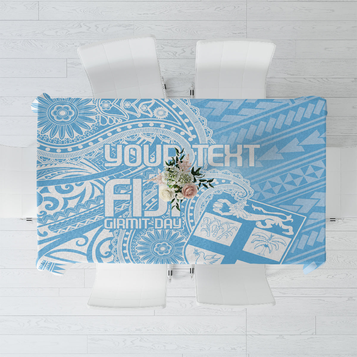 Custom Indo Fijians Tablecloth Fiji ke Hindustani Polyneisan Paisley Blue Style - Wonder Print Shop