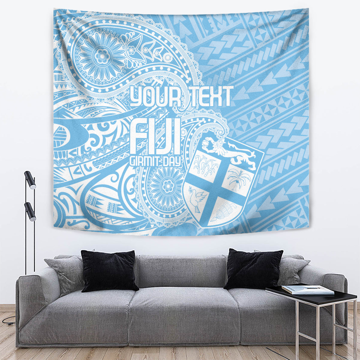 Custom Indo Fijians Tapestry Fiji ke Hindustani Polyneisan Paisley Blue Style - Wonder Print Shop